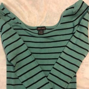 Wet Seal striped off-the-shoulder long sleeve top